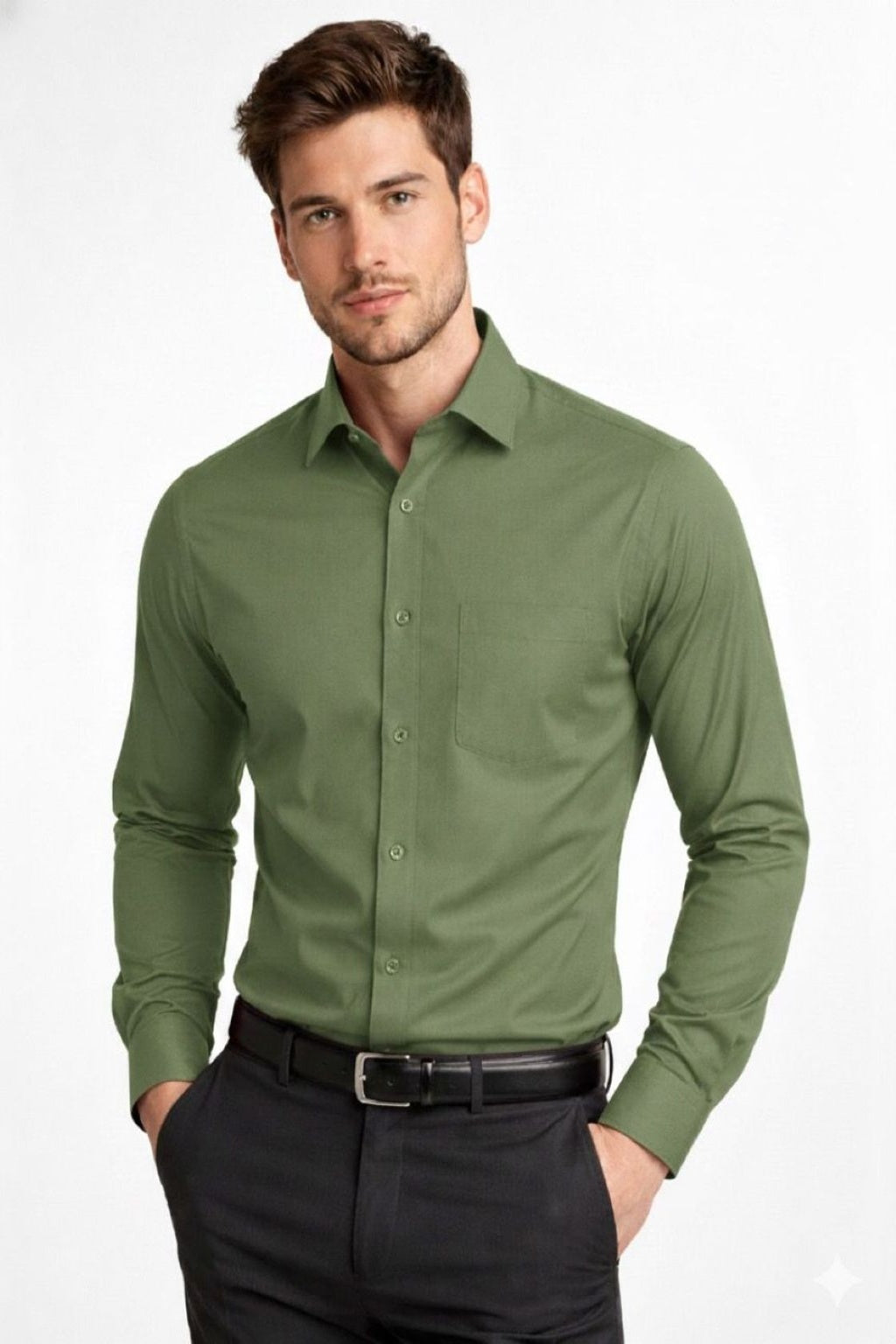 Men Regular Fit Self Design Spread Collar Shirt